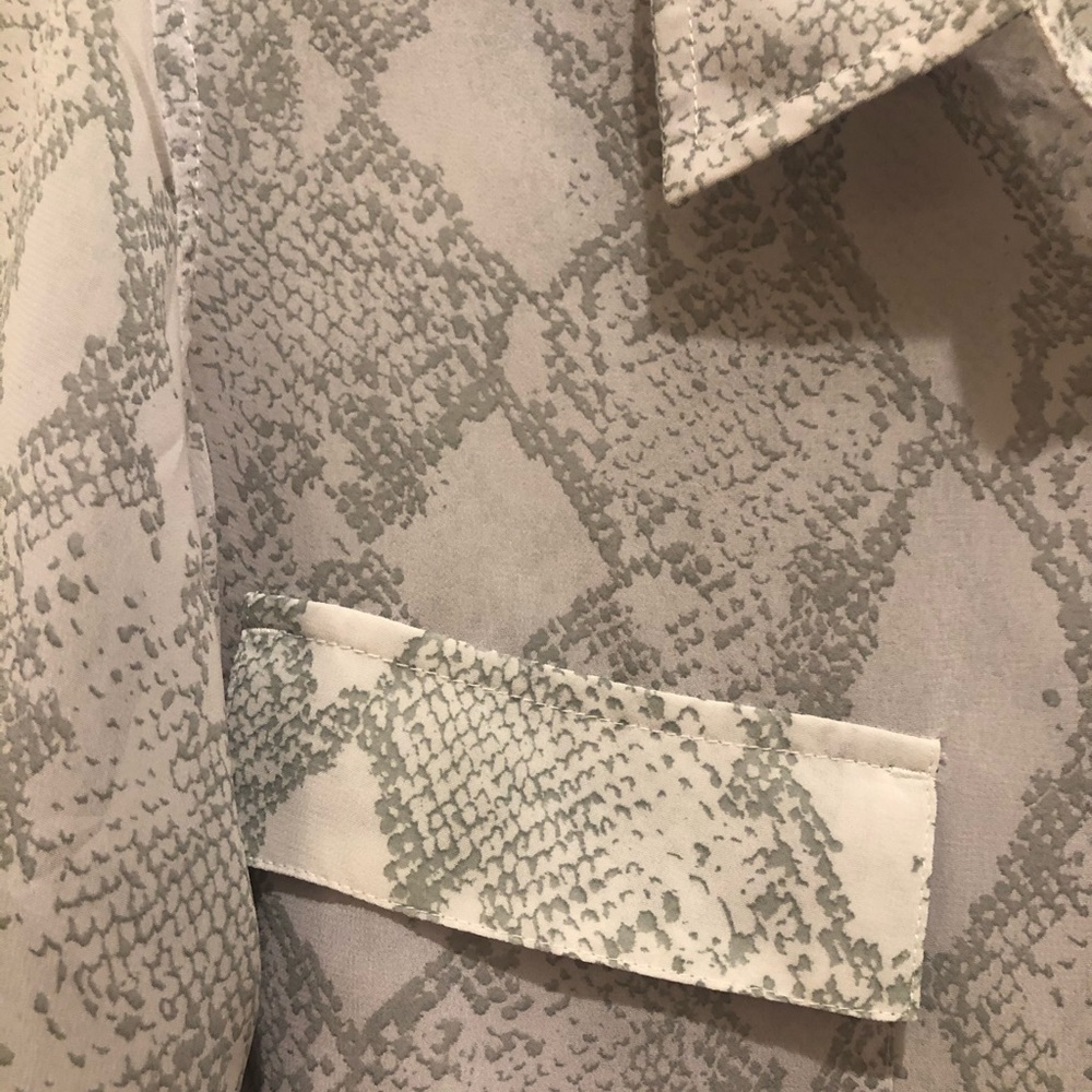 ANA Python Gray Snake Sheer Button Down Blouse - Picture 4 of 5